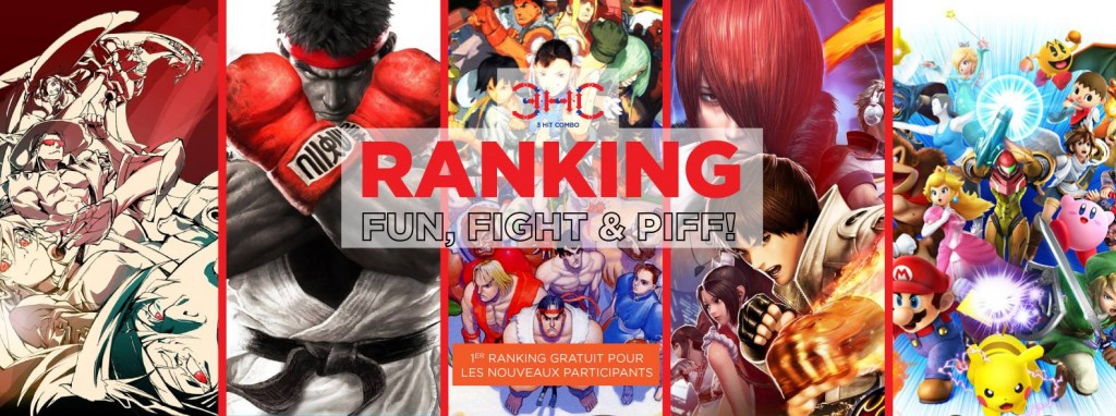 L'affiche pour les jeux de combat présents lors des ranking de 2016/2017 de l'association 3 Hit Combo